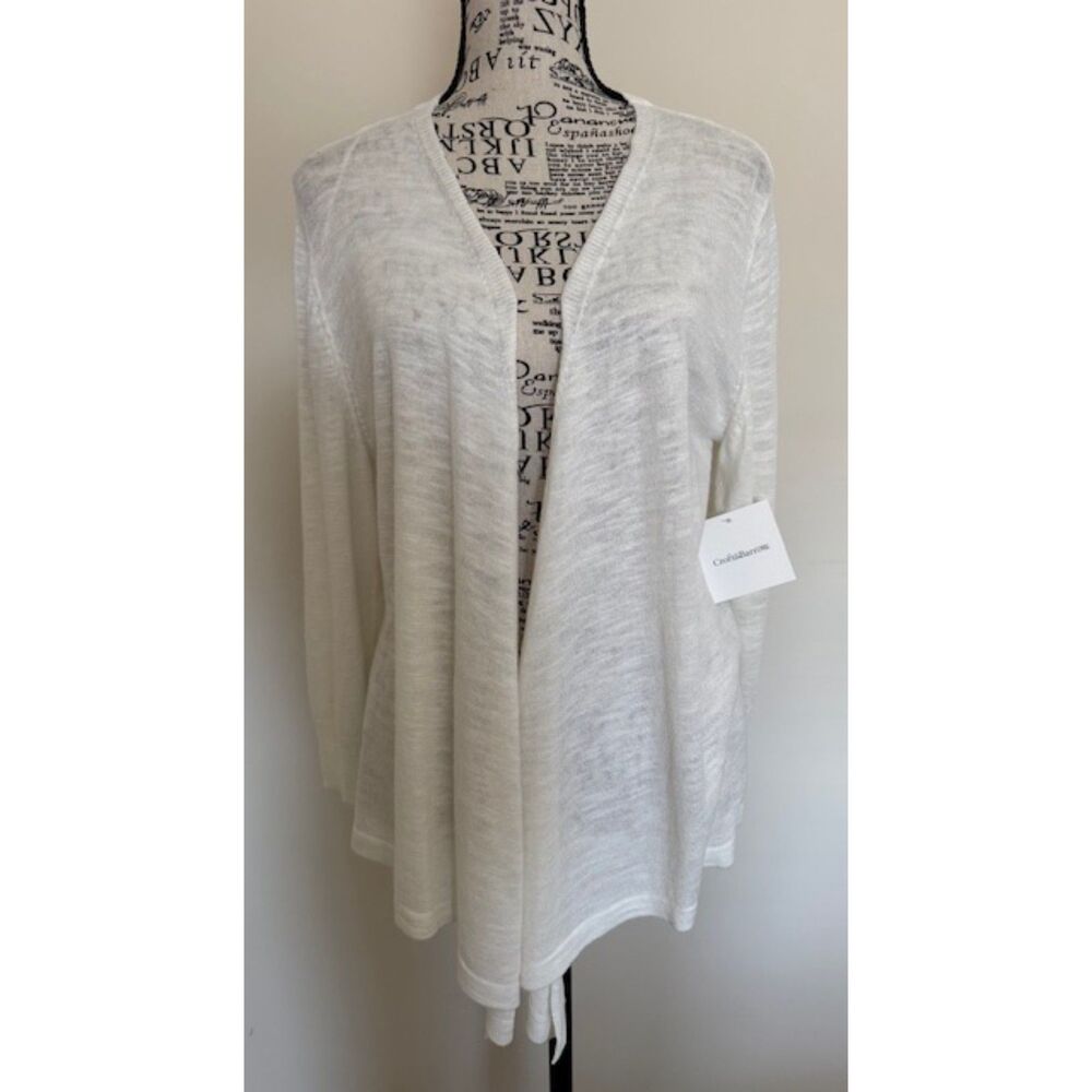 Women's open front white sweater - size Large